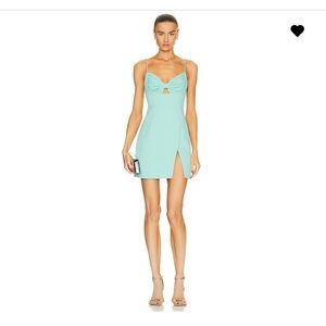 self portrait aqua crepe mini dress
